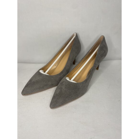 Gray Suede Pointed-Toe Stiletto Heels - Picture 3 of 4